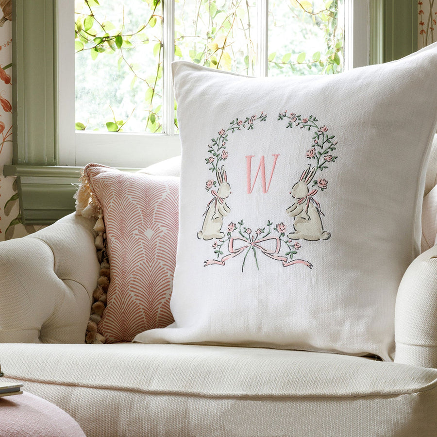 Rose Bunny Crest Pillow - Mary Mack